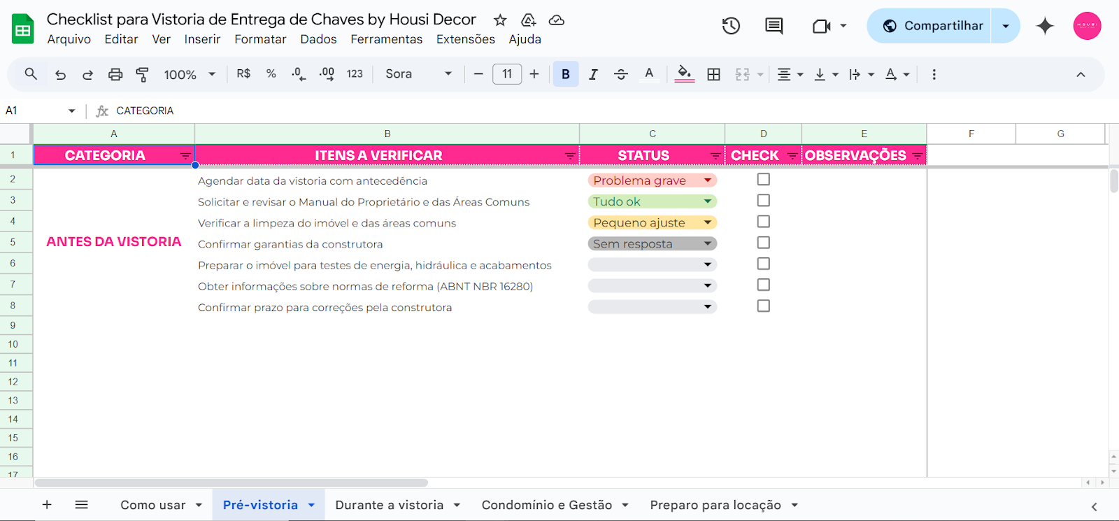 checklist vistoria apartamento aluguel word