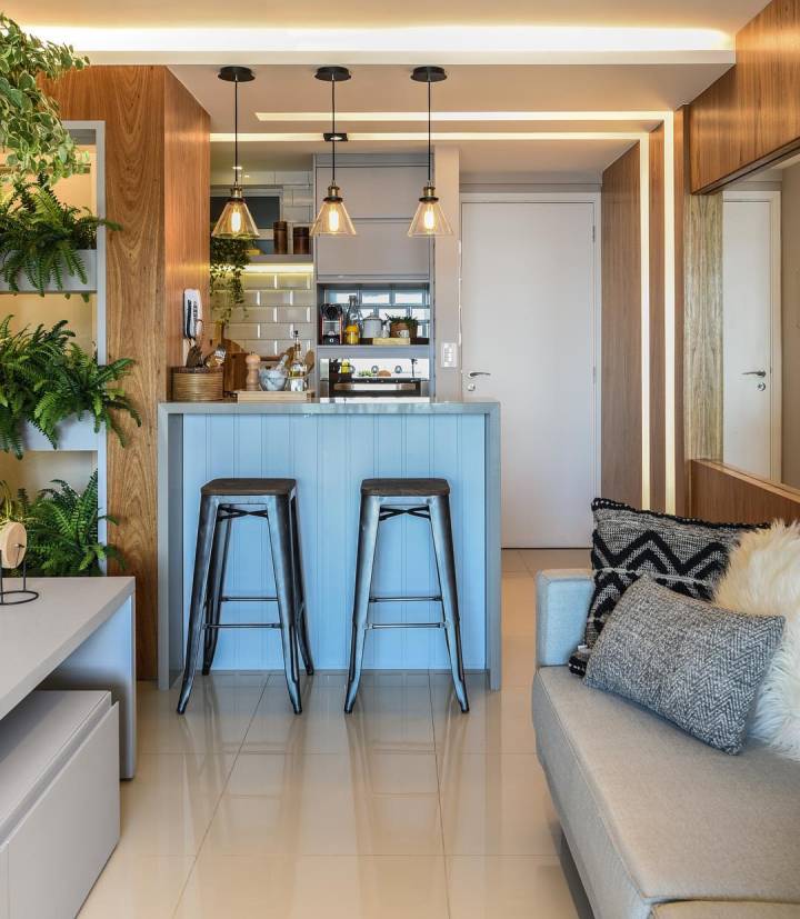 cozinha americana moderna apartamento pequeno