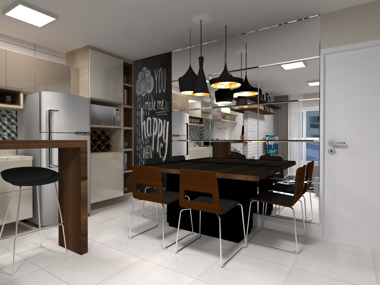 cozinha integrada apartamento decorado