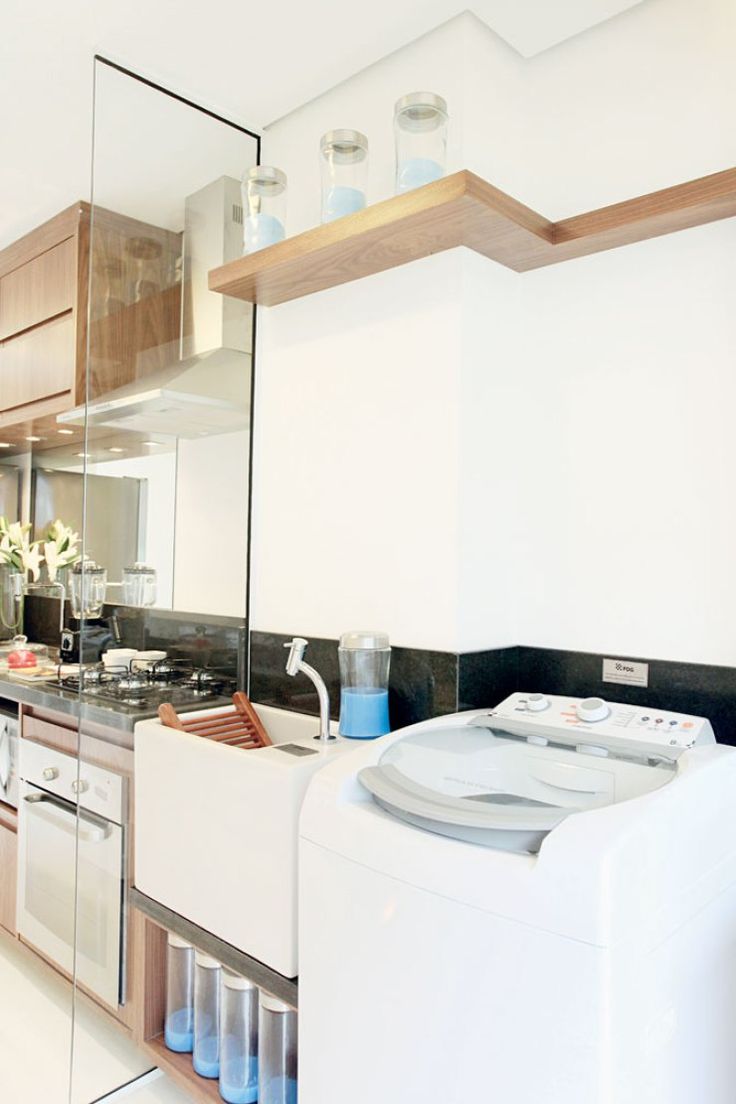 cozinha lavanderia integrada apartamento pequeno