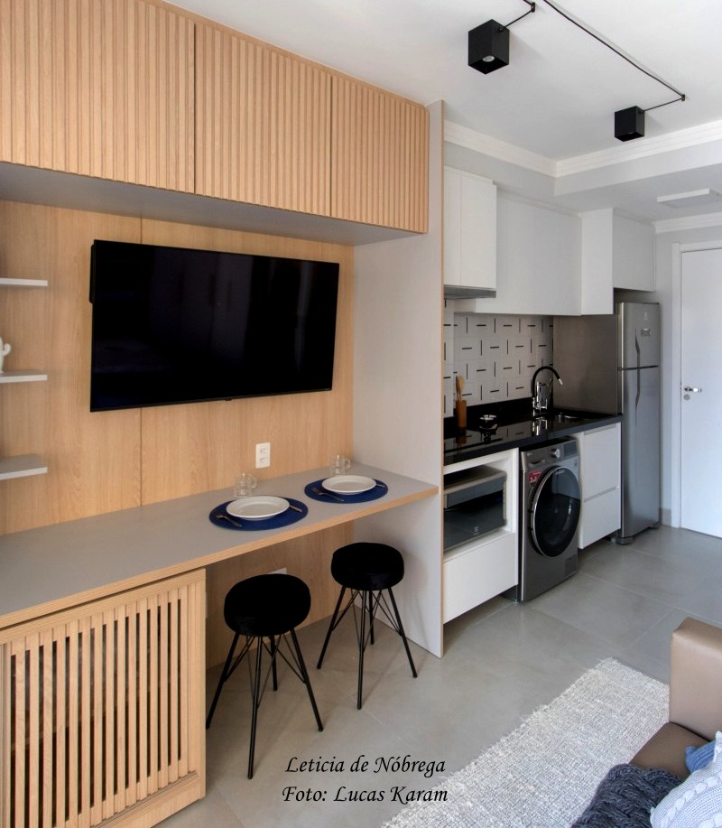 cozinha lavanderia integrada apartamento pequeno