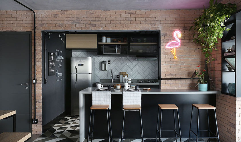 cozinha industrial pequena apartamento