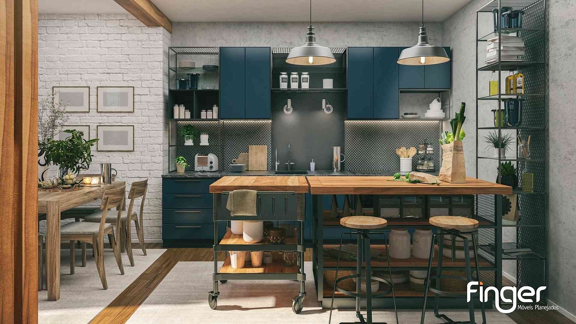 cozinha industrial apartamento cinza