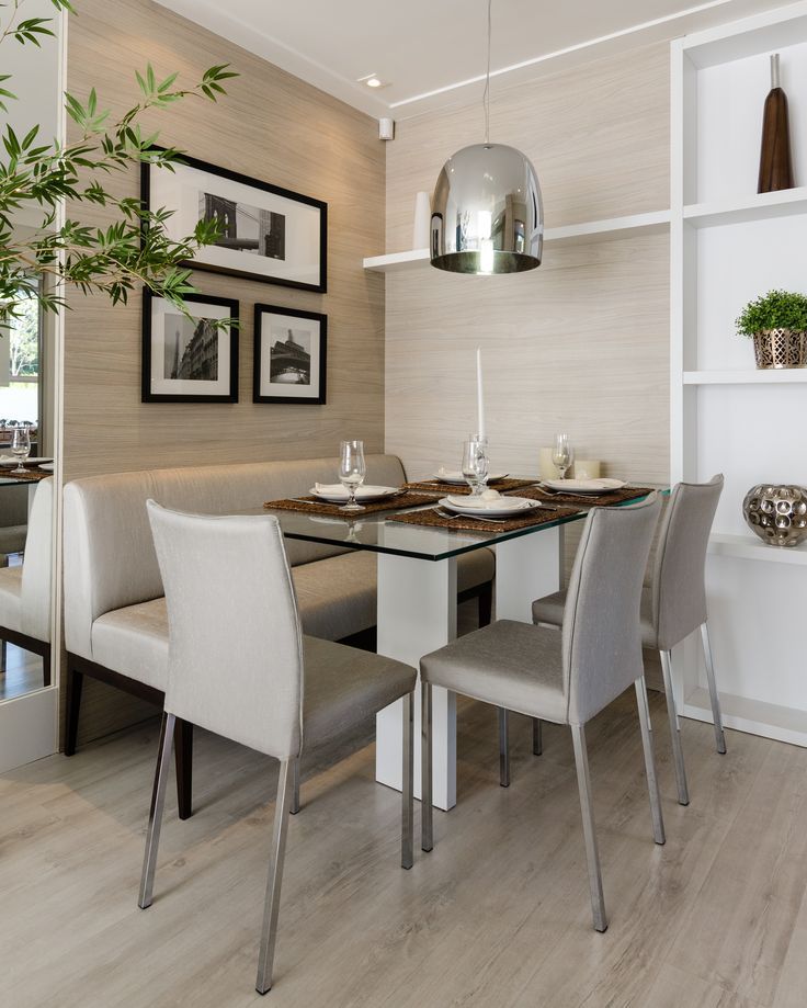 sala de jantar pequena com canto alemão