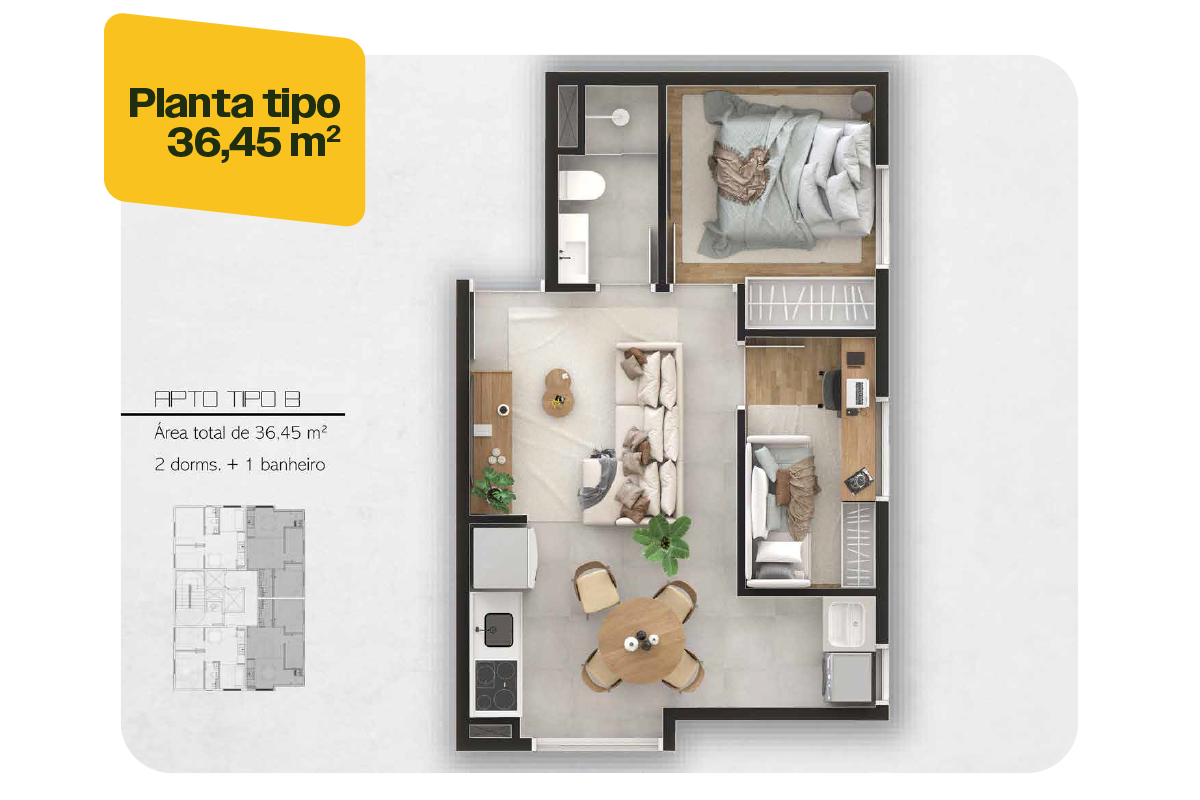 apartamento 30m2 2 quartos como fazer