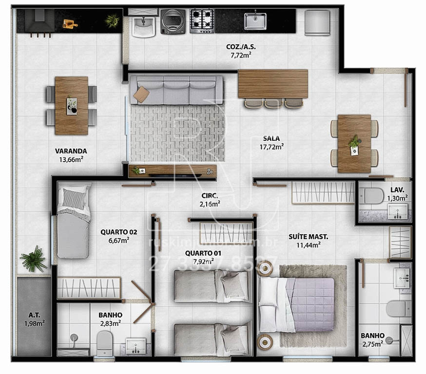 arquitetura para espaços reduzidos 2 quartos