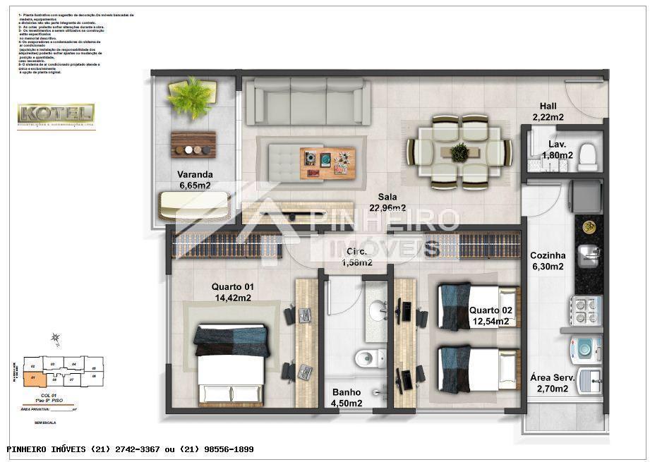 planta apartamento 2 quartos pequeno