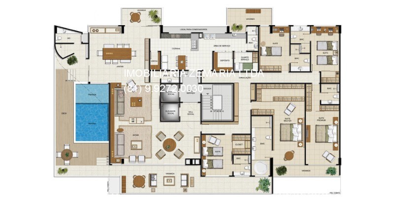planta apartamento 4 quartos com suíte