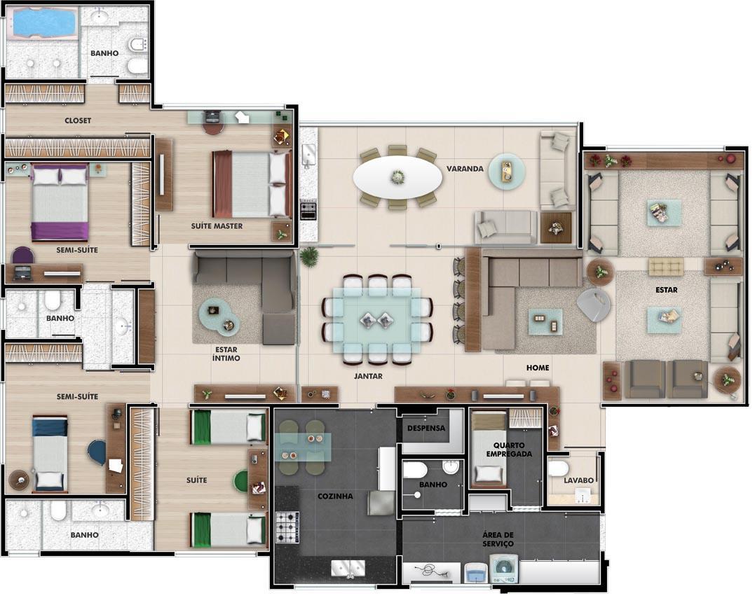 apartamento 4 quartos para família grande