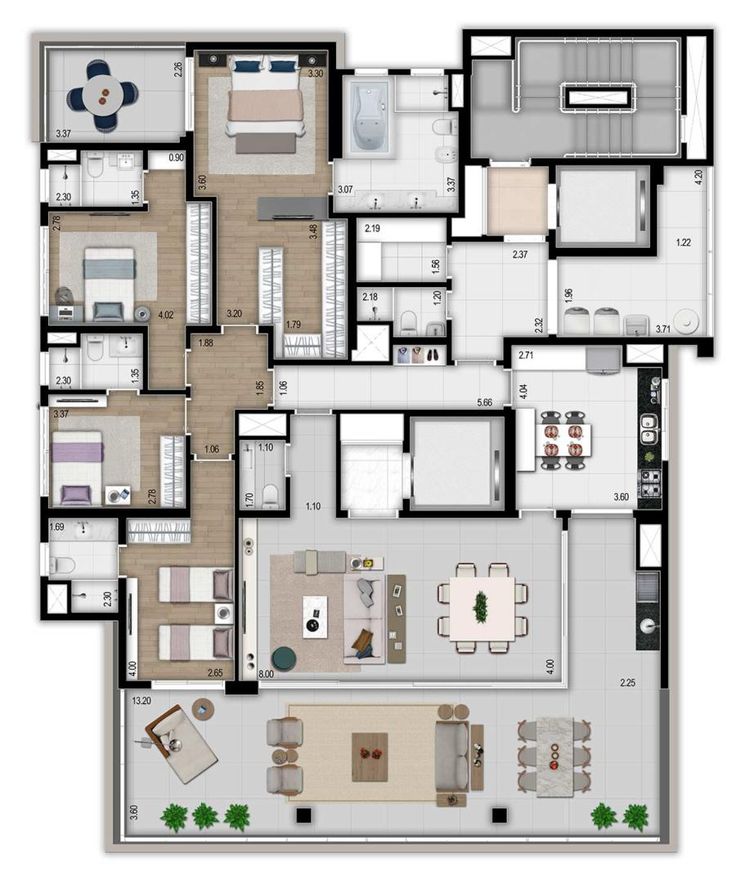 apartamento 4 quartos metragem