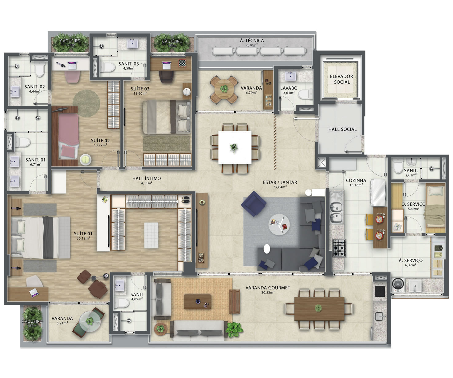 apartamento 4 quartos com home office