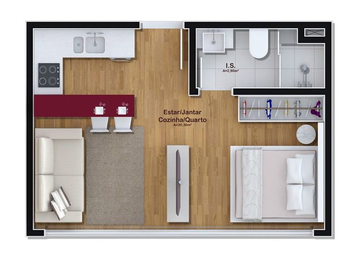 apartamento studio 50m2