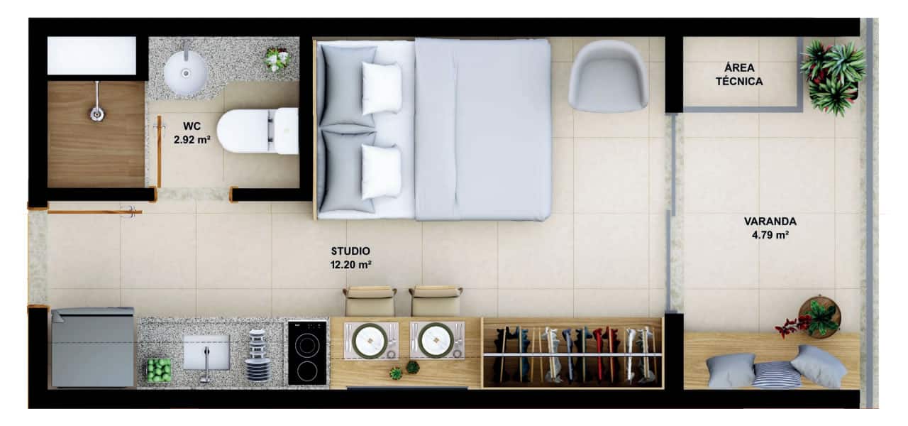 investir em studio apartamento