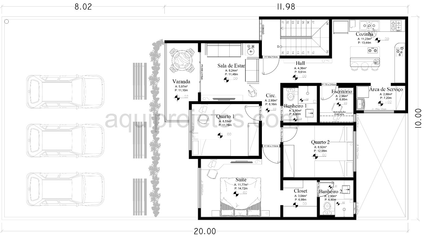 planta baixa apartamento 50m2 medidas