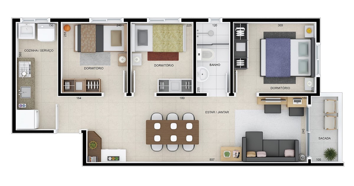 planta apartamento 3 quartos com suíte