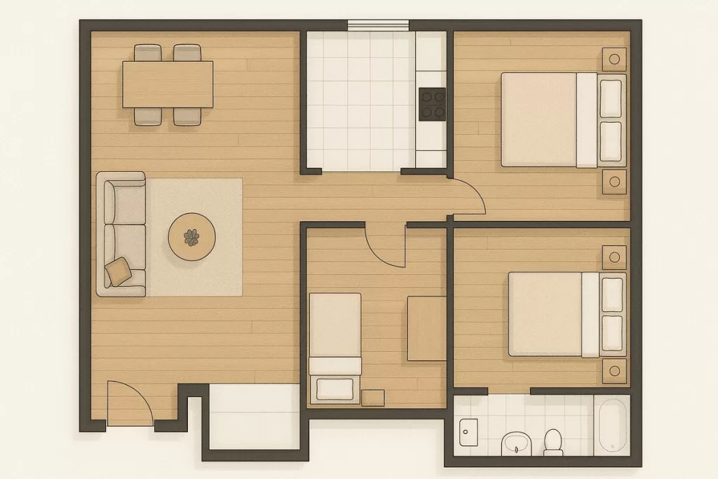 apartamento 3 quartos 70m2 planta