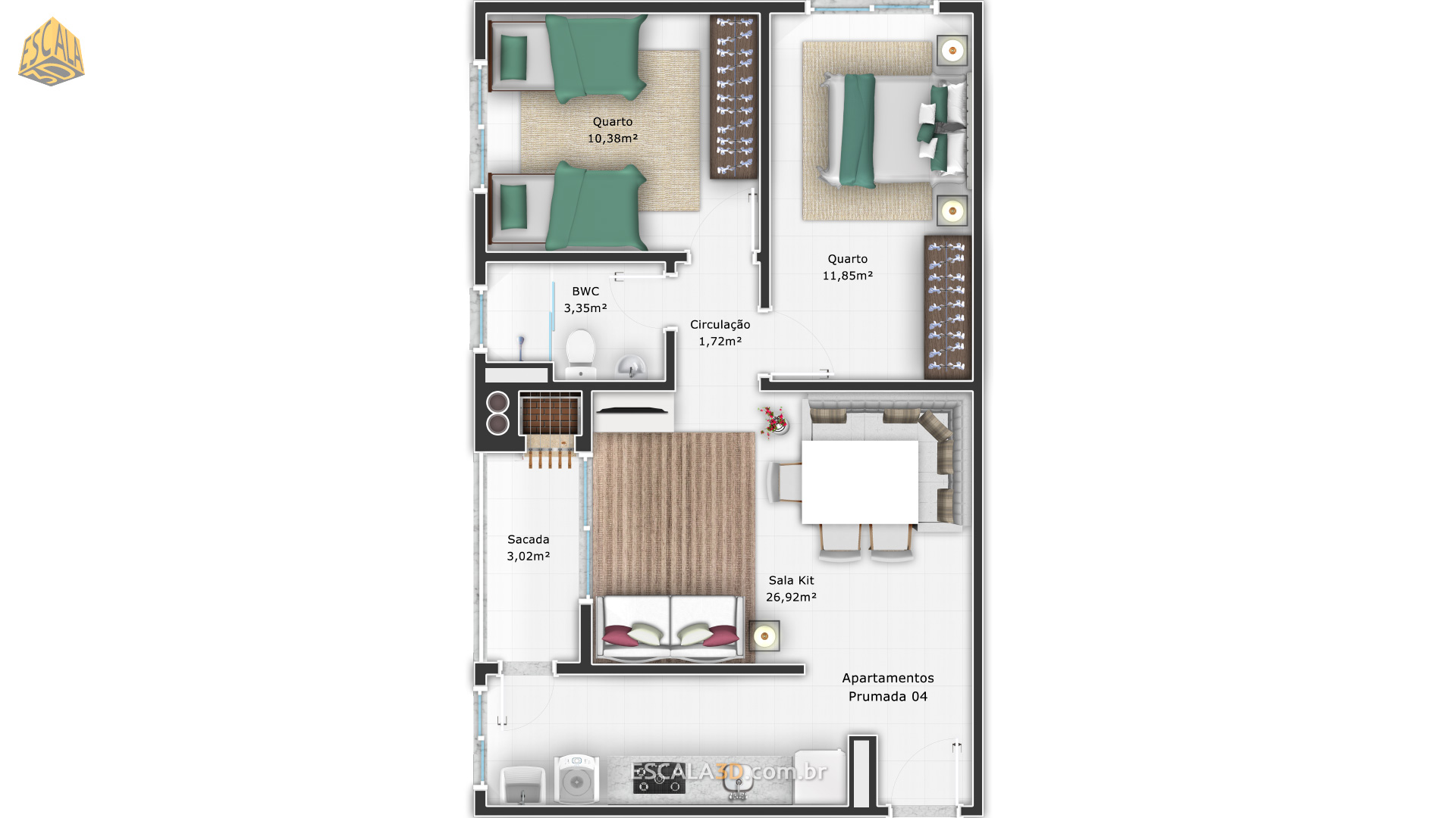 apartamento 3 quartos para família