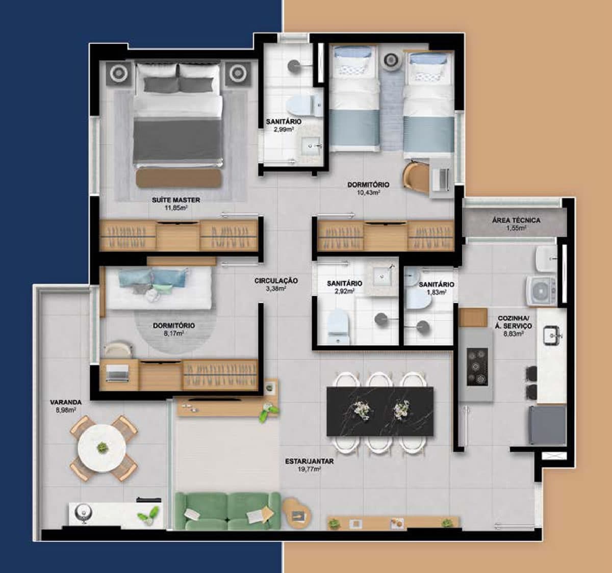 decoração apartamento 3 quartos