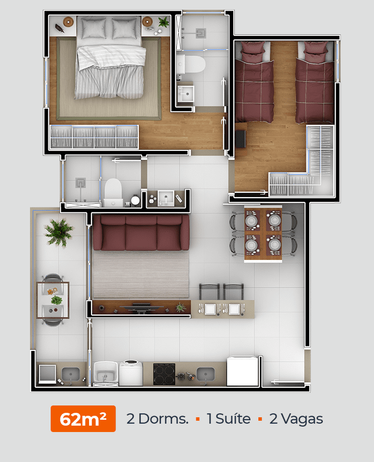 decoração apartamento 2 quartos