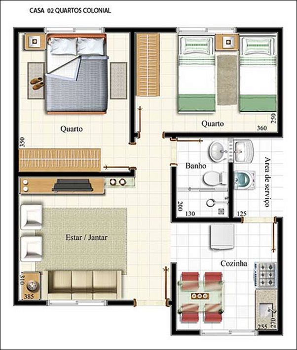 decoração apartamento 2 quartos moderno