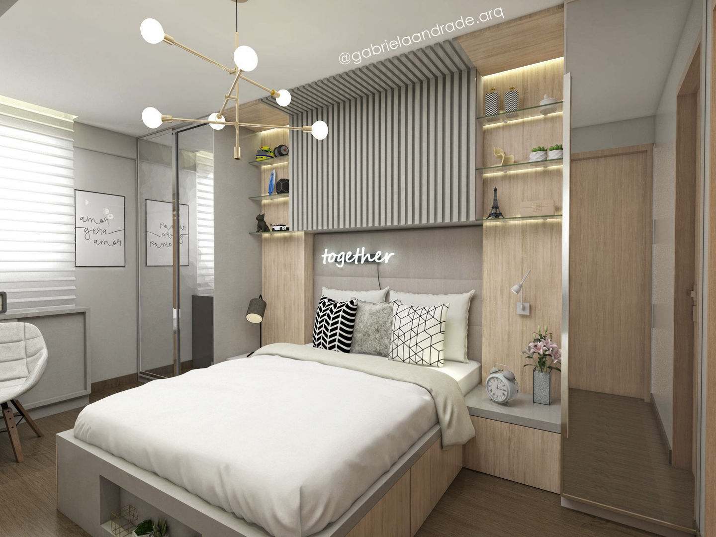 quarto casal apartamento moderno pequeno