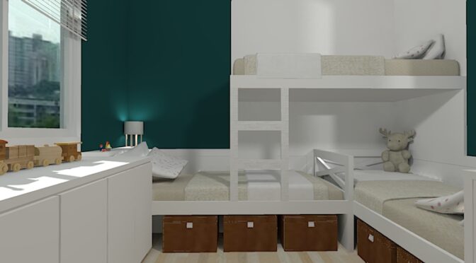 ideias de quarto para três crianças em apartamento