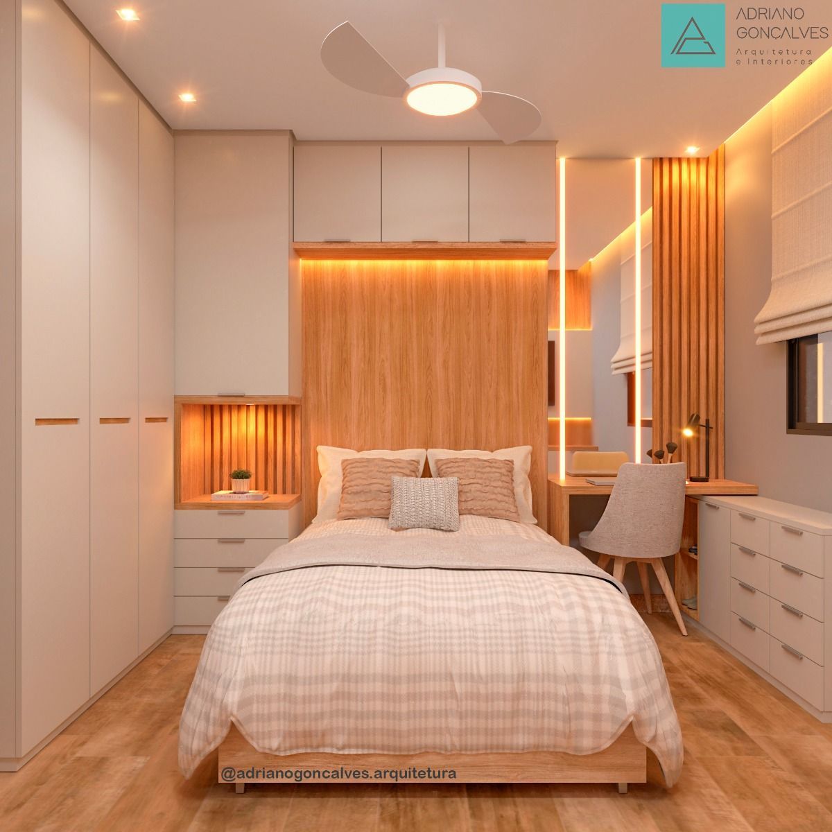quarto de casal pequeno apartamento planejado