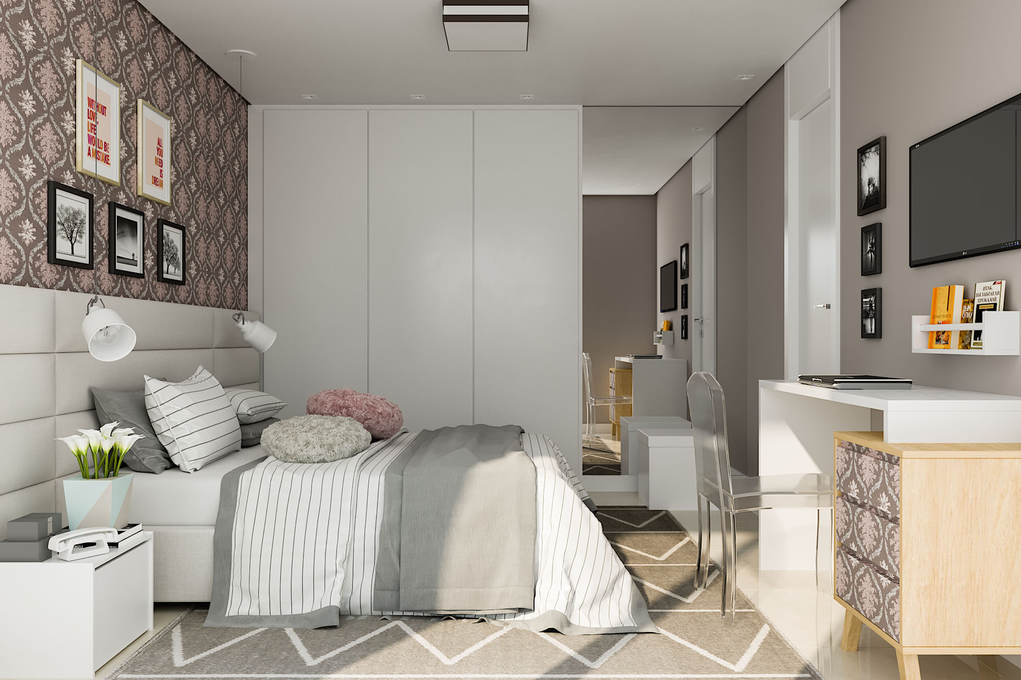 quarto casal planejado com closet apartamento