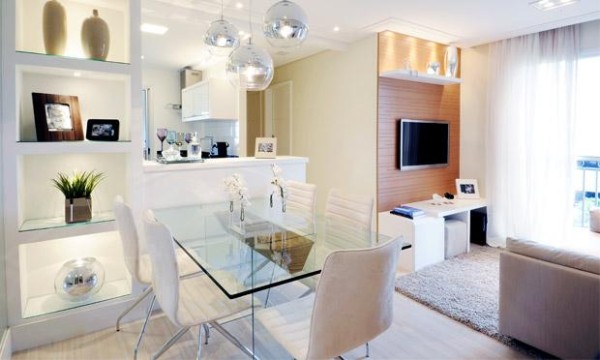 sala de estar e jantar integrada apartamento pequeno