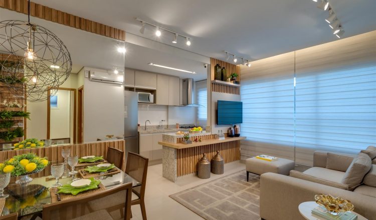 sala de estar apartamento pequeno minimalista